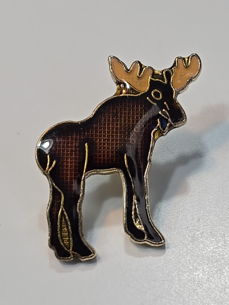 Moose Lapel Pin Brown Color