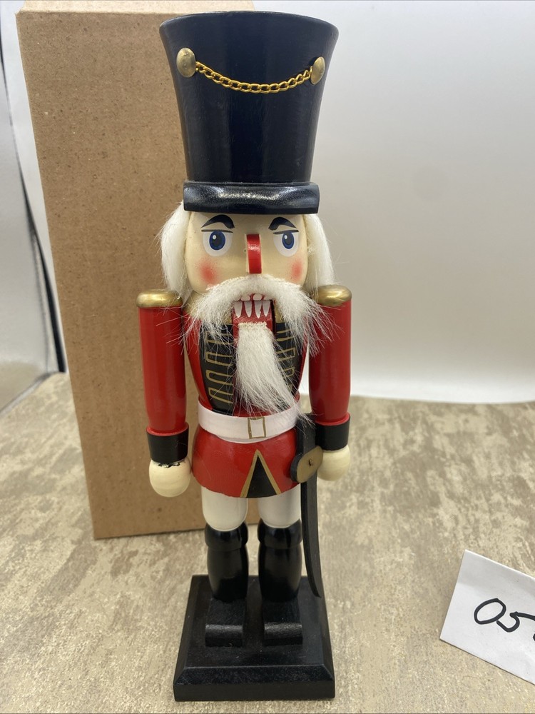 10" Wood Soldier Nutcracker With Sword & Box
