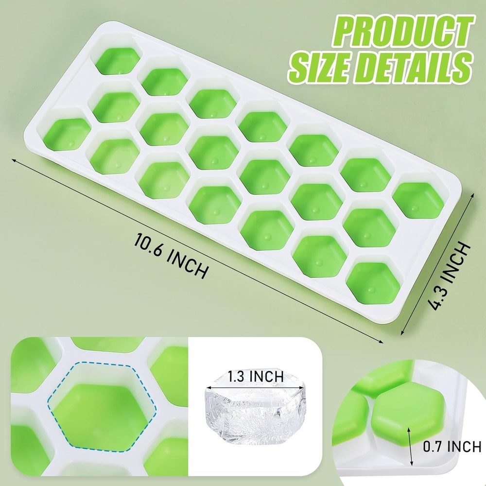 Ice Cube Tray, Easy Release Hexagonal Honeycomb Silicone Molds with Lid 2-Pack