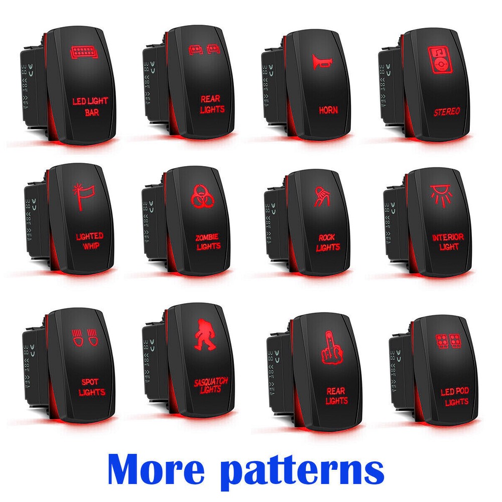 Red Backlit Lights Control Rocker Toggle Switch Button For ATV UTV ARB Carling
