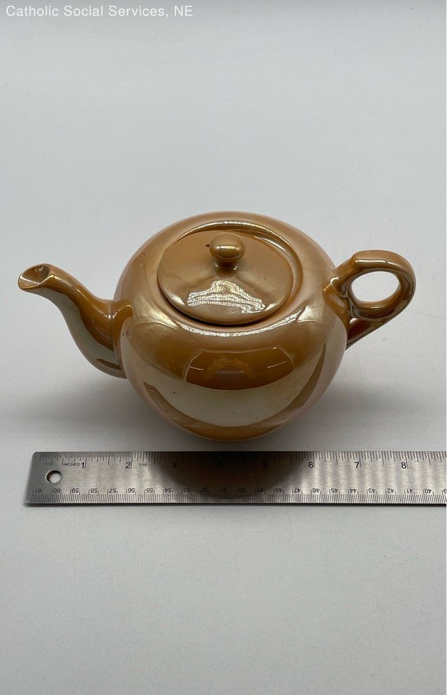 Dark Peach Vintage Lusterware Teapot Japan