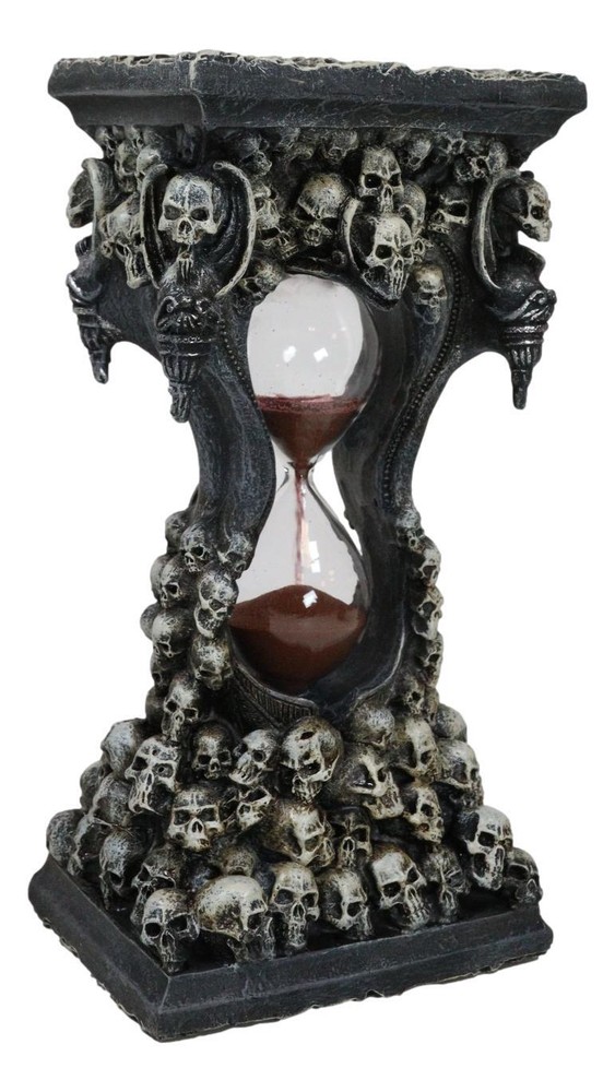 Gothic Graveyard Morphing Cranium Skulls Invertible Pillar Sand Timer Figurine