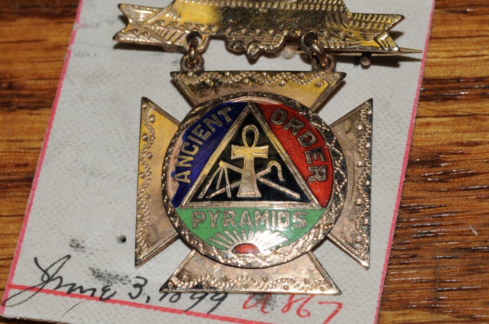 Ancient Order Pyramids Fraternal Organization Pin Gold Filled 1899 Historical**
