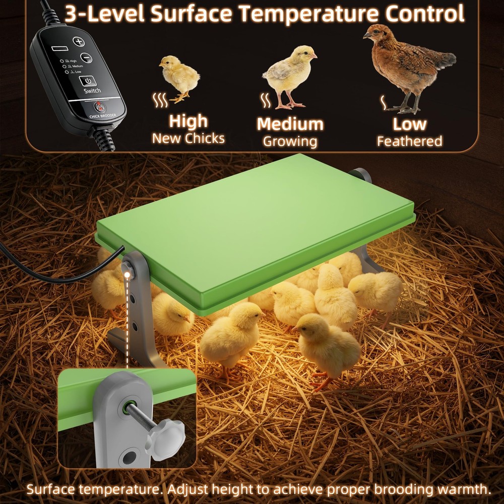 Fuzzy Bird Chick Brooder 12''*8'' Brooder Heater for Chicks Ducks and Birds I...