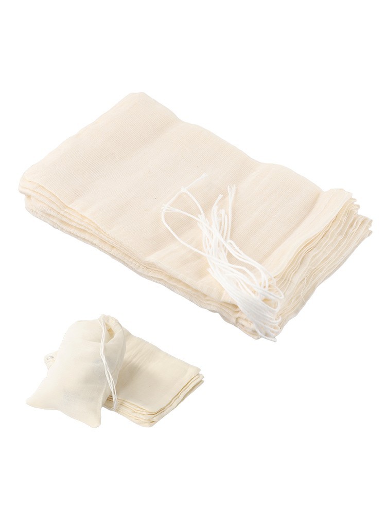 10pcs Cotton Empty Filter Muslin Drawstring Straining Tea Cook Separating Spice