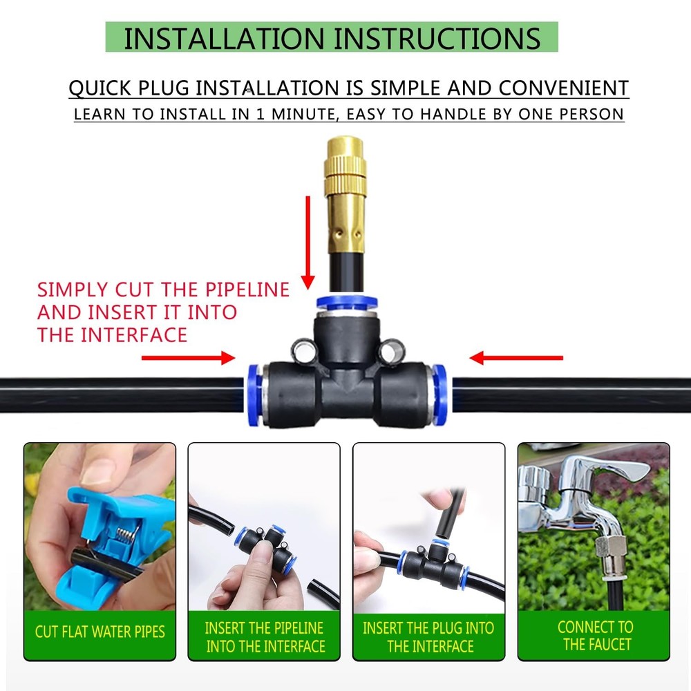 Greenhouse Drip Irrigation Kit Automatic Irrigation System 360°Adjustable 2
