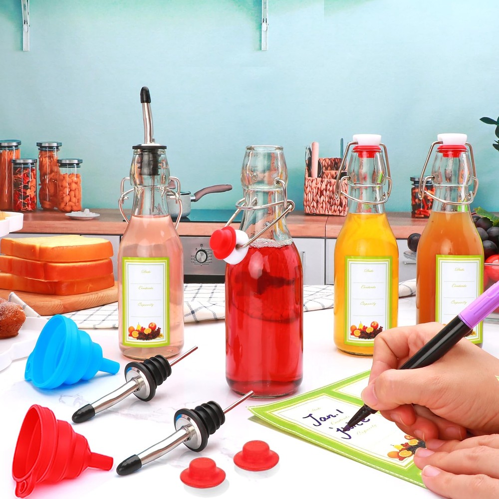 8.5 Oz Shake Top Glass Bottles Beer Brewing Bottles With Stoppers For Secondary