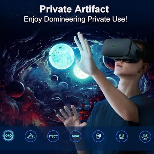 3D VR Headset for iPhone & Android, Adjustable Anti-Blue Light Glasses, 4.5"-6.7