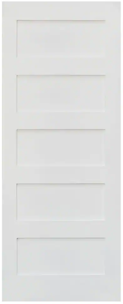 5 Panel Flat Mission Shaker Primed Stile & Rail Solid Core Wood Doors - Prehung