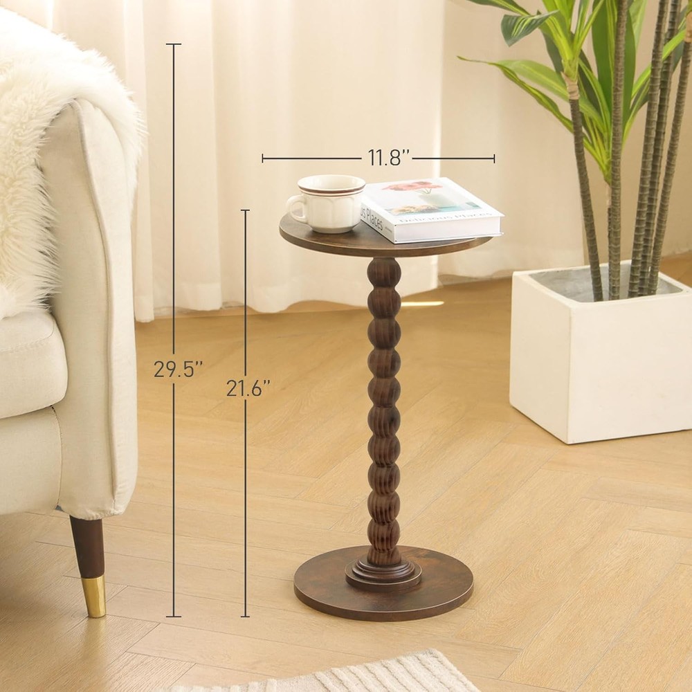 Round Side Table Small Drink Table Small Spaces Modern Accent Nightstand W/