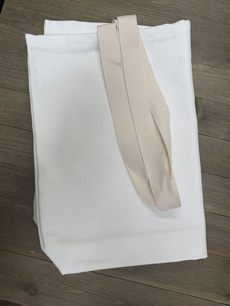 20 Polyester Canvas Tote Bag offWhite with tan Canvas straps Sublimation Blank