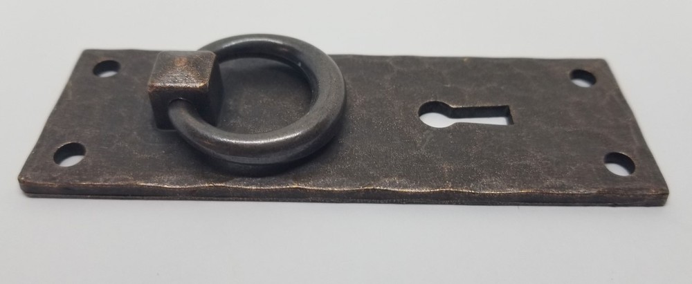 VERTICAL Hammered Forged Brass Mission Door PULL KEYHOLE Antique Copper rustic