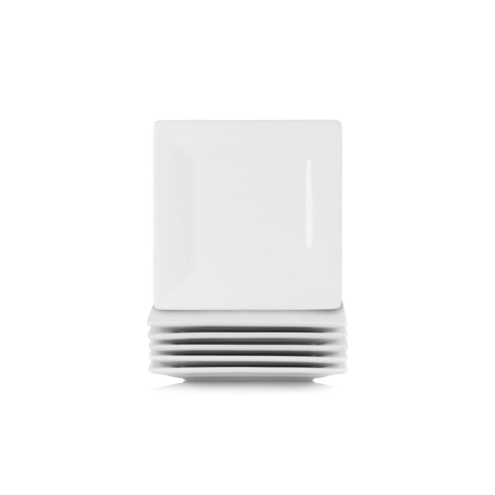 Simply White 6 Square Appetizer Plate Set Of