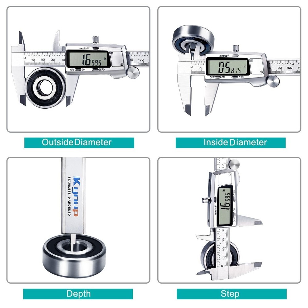Kynup Digital Caliper, Caliper Measuring Tool, Micrometer Dial 6 Inch, Silver