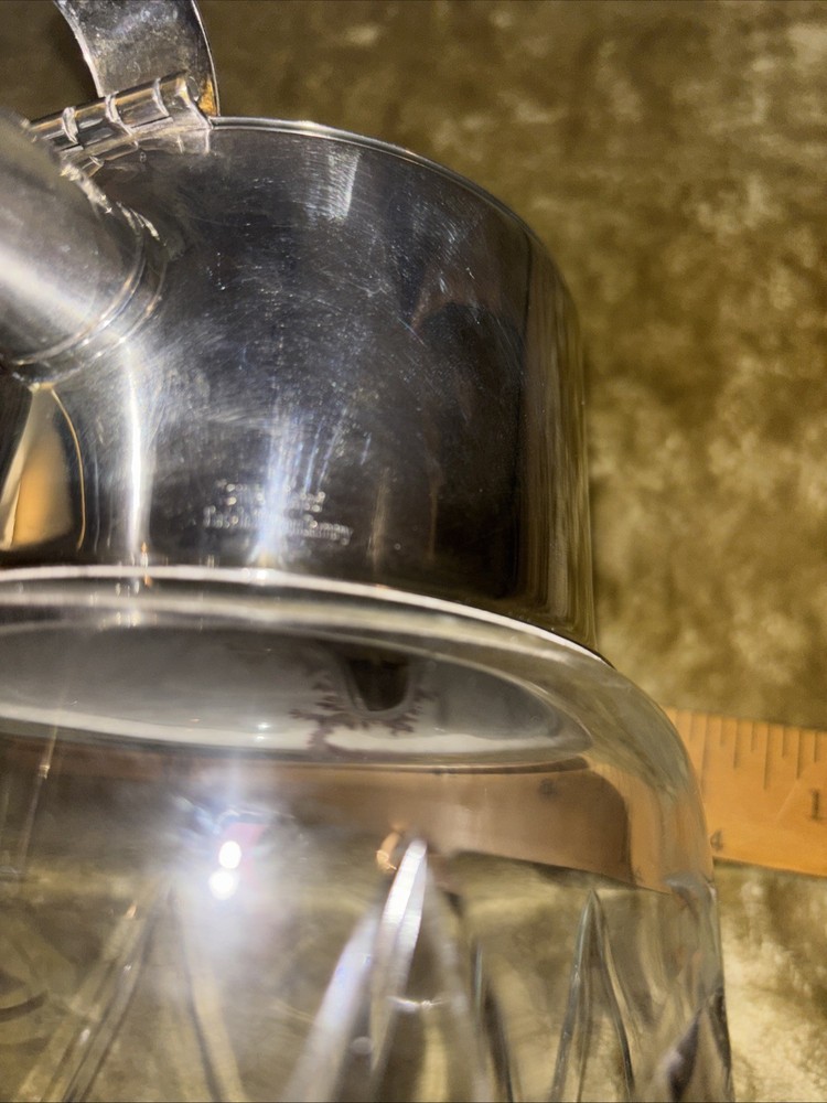 Crystal & Silver Plated Water Pitcher Made In West Germany
