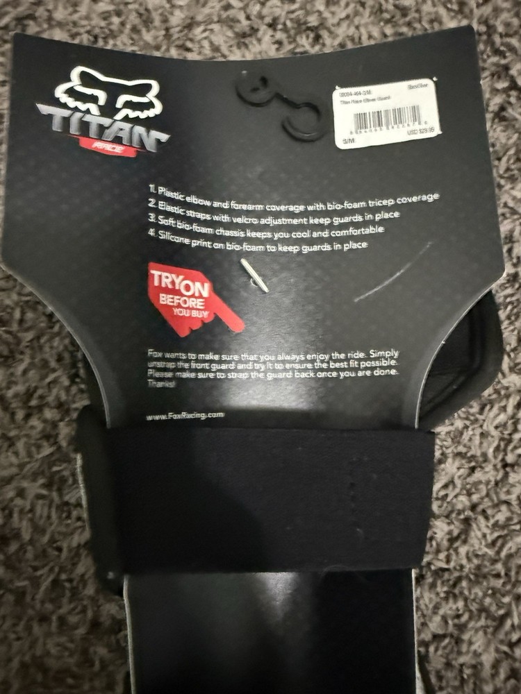 Fox Titan Race Size Small Medium Elbow Guards Black Silver NIP