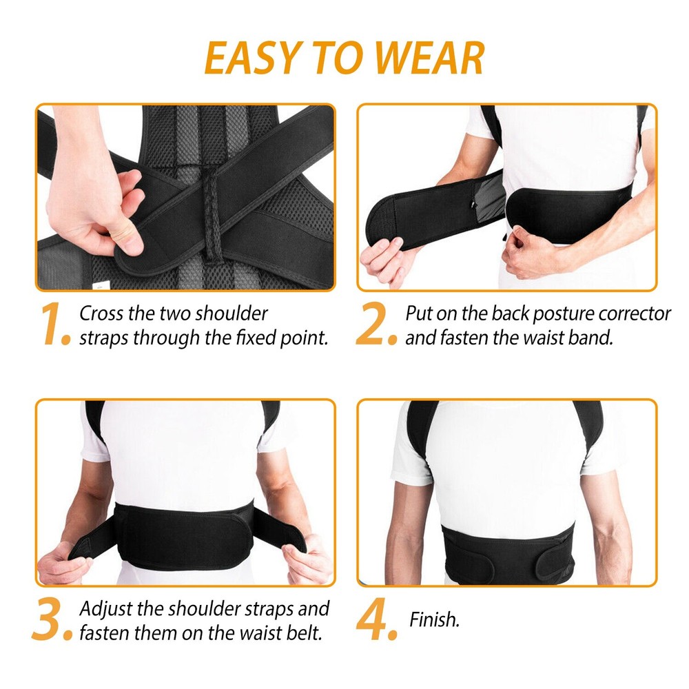 Adjustable Back Posture Shoulder Corrector Support Lumbar Brace Belt Unisex Tool