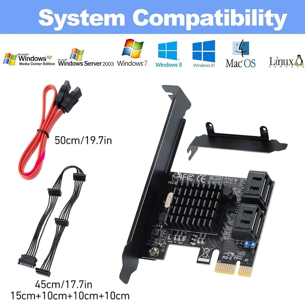 Versatile PCI-Express 4-Port SATA Controller for SSD/HDD - Ideal for Power Users