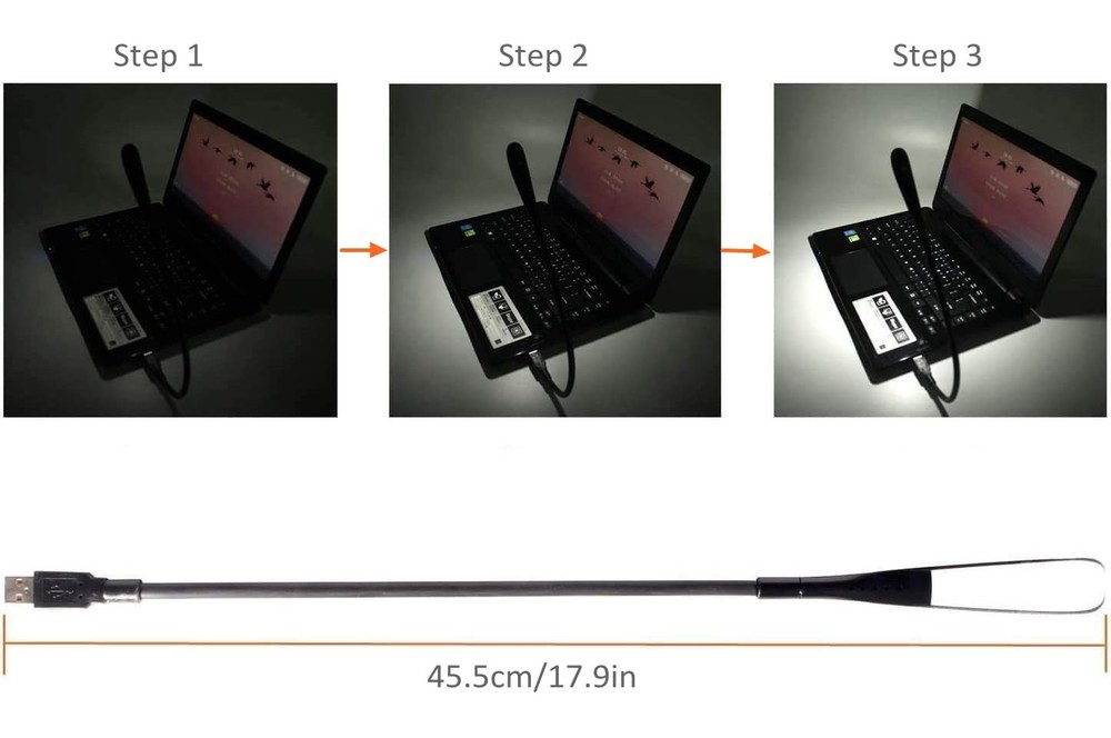 EBYPHAN Dimmable USB Lamp, Flexible Keyboard Light, Mini Small, Black