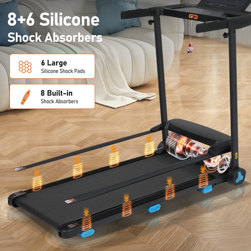 Foldable Treadmill 8% Incline 3.0HP 10MPH Type C & USB Charge Bluetooth Speaker