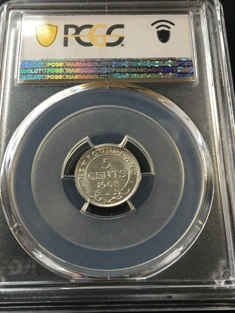 1908 PCGS Graded Newfoundland Five ¢5 Cent, **MS-64** #7142