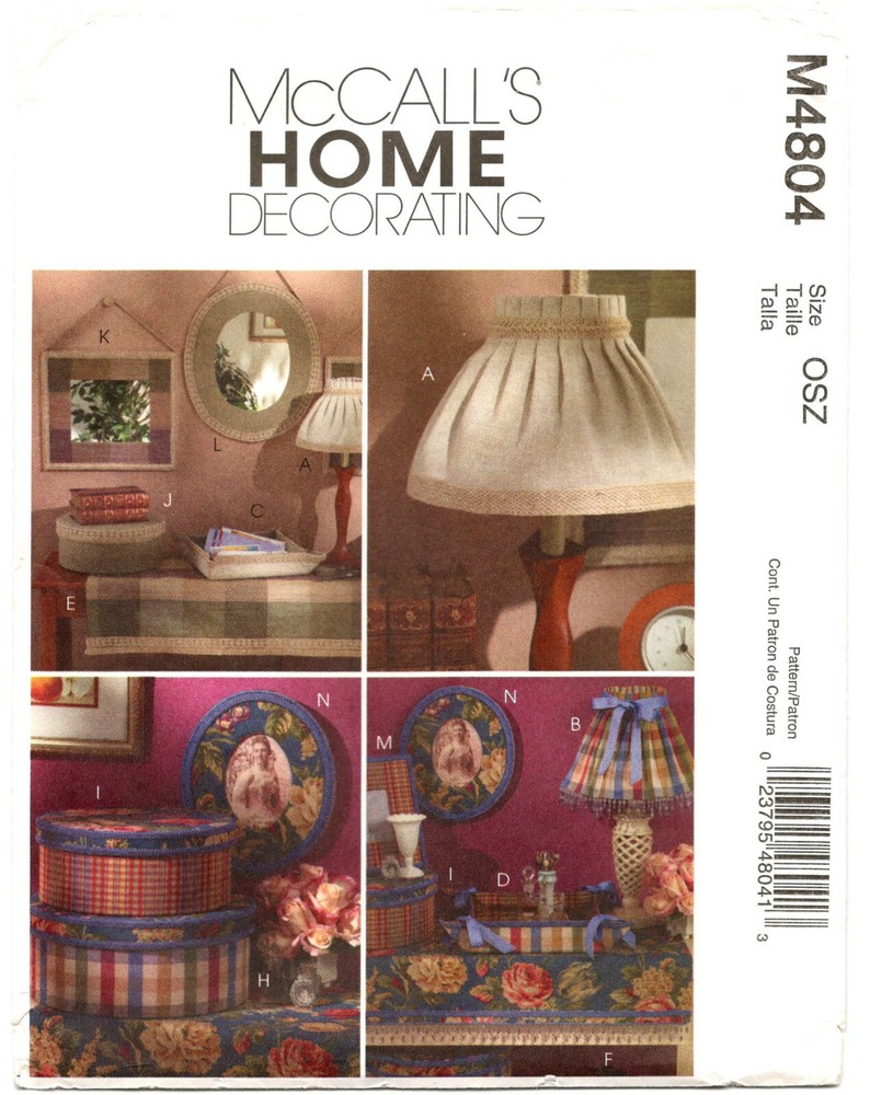 McCalls M4804 Home  Accessories Sewing Pattern Uncut
