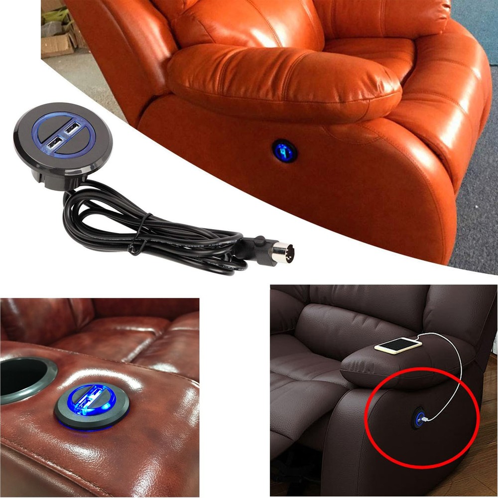 Electric Recliner Switch,with USB Charging Interface Round Control Handle 2 B...