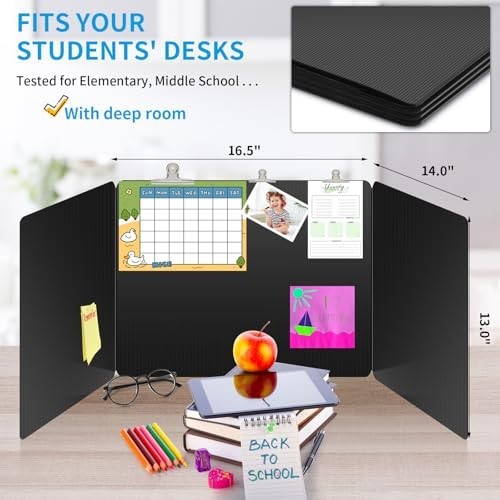 30 Pack Black Desk Dividers - Privacy Shields, Durable Waterproof Study Boards,