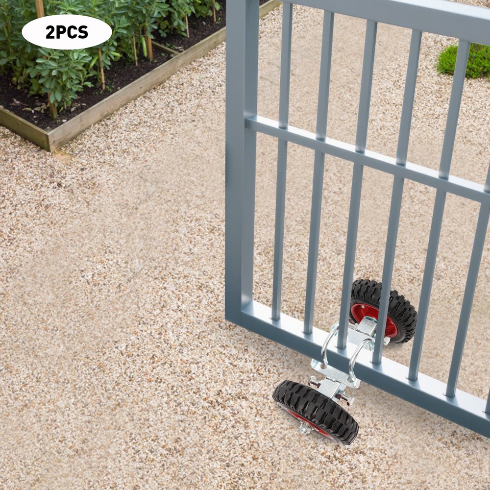 6'' Heavy-Duty Gate Rollers with Rubber Wheels - 2 Pack for Smooth Operation
