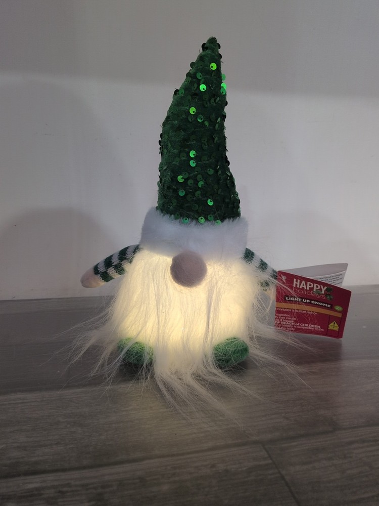 Sparkly Sequin Green Light Up Gnome [72]