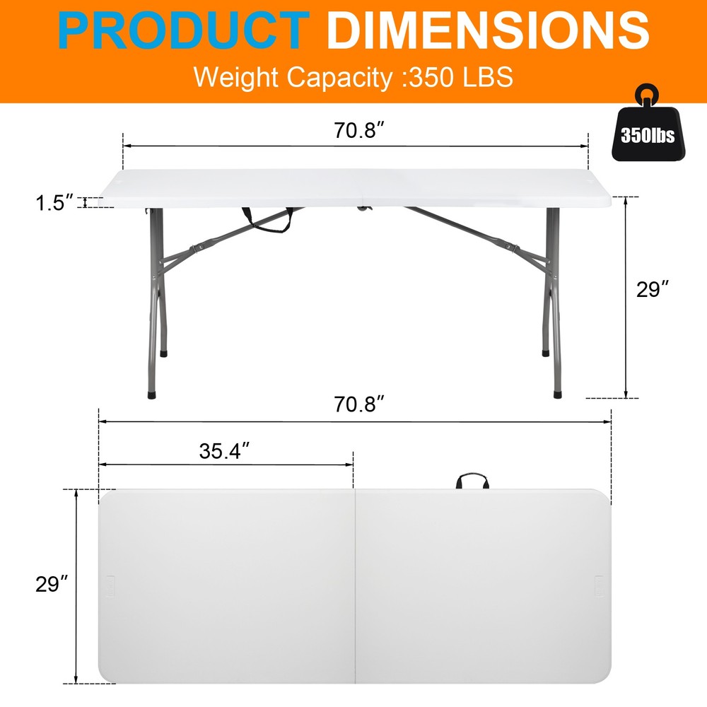 6FT Outdoor Courtyard Foldable Long Table New -