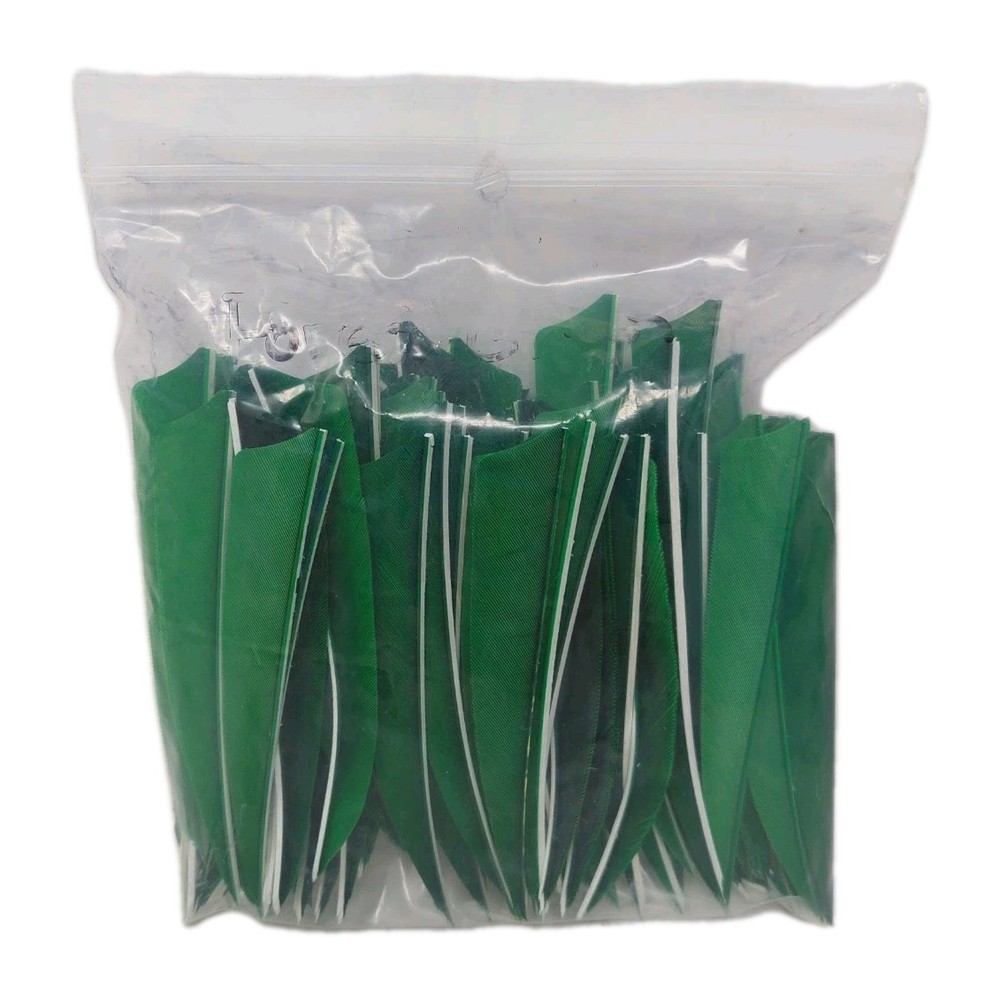 100 Pack Archery Arrow Feathers 4" Left Wing: Shield Forest Green