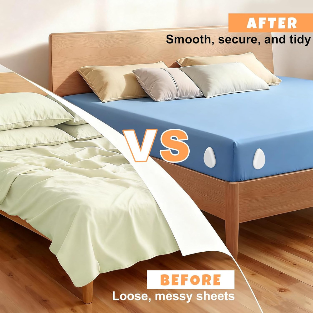 Bed Sheet Holders for Corners: 4 Pack Twist-Cap Clips Keep Sheets Tight Heavy-Du