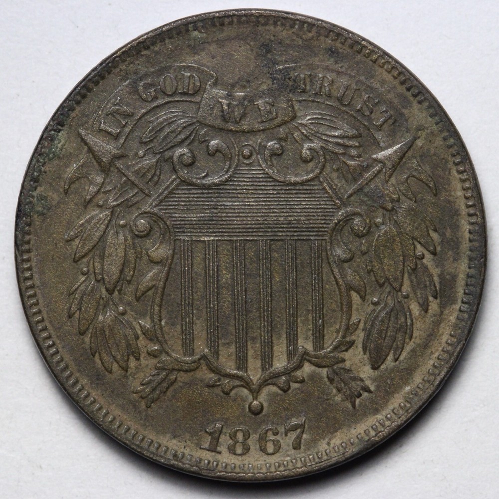 1867 Two Cent Piece XF FULL WE E134 RNP