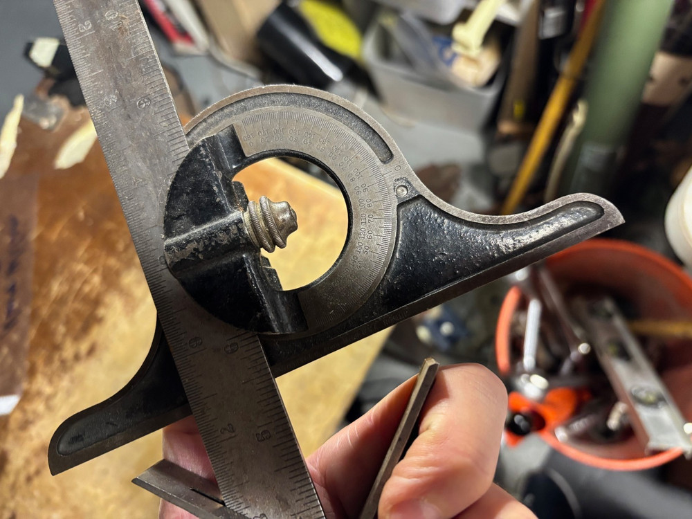 Starrett No. 492 Protractor, 12" Rule & Combination Square.