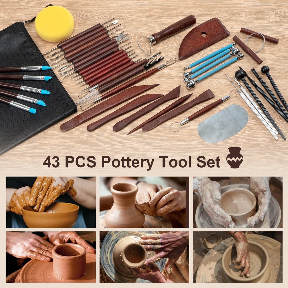 Clay Tools Kit, 43 PCS Red Pottery Tools, Practical Polymer Clay Sculpting To...