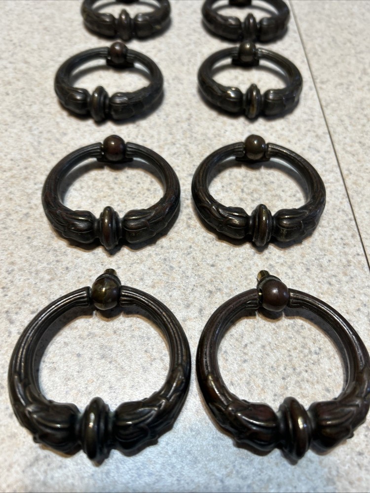 Drawer Brass Rings Pulls Handles Drop Dresser 2 Round Pulls Antiques Pair By KBC