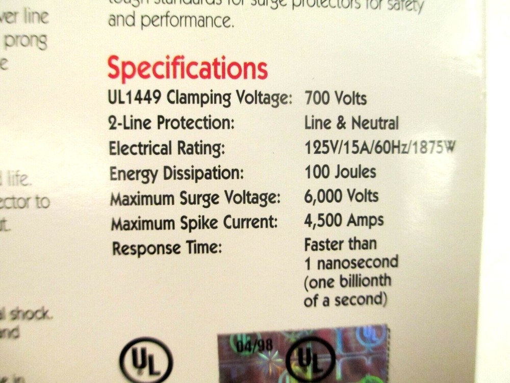 Storm Guard Electronics Surge Protector #7461 2 Line Protection Max 6000 Volts