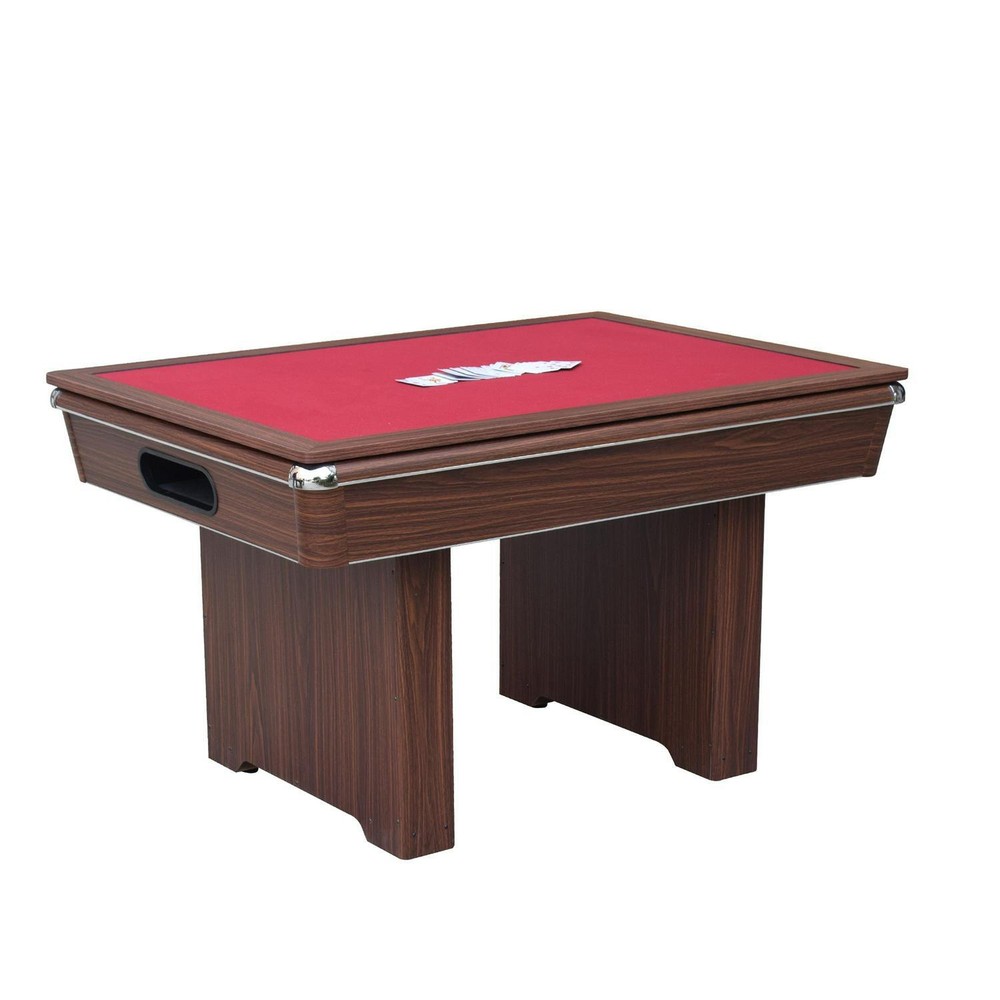 Bumper Pool Table with Walnut Finish and Red Felt - Includes Reversible Tabletop