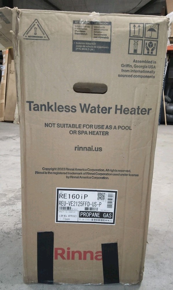 Rinnai RE160IP Internal Tankless Water Heater 160k Btu 6.6 gpm max PROPANE