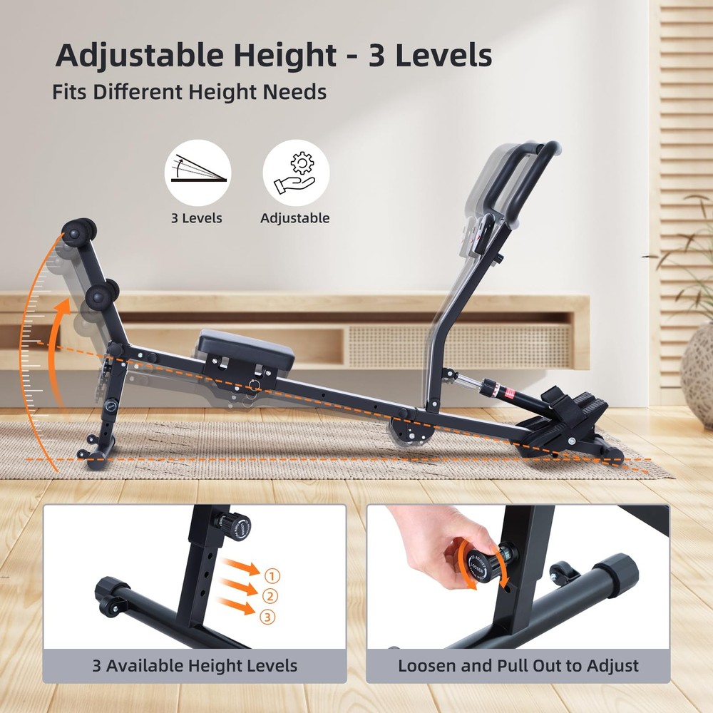 Foldable Rowing Machine for Home, Hydraulic Rowing Machine with 12-Level Resi...