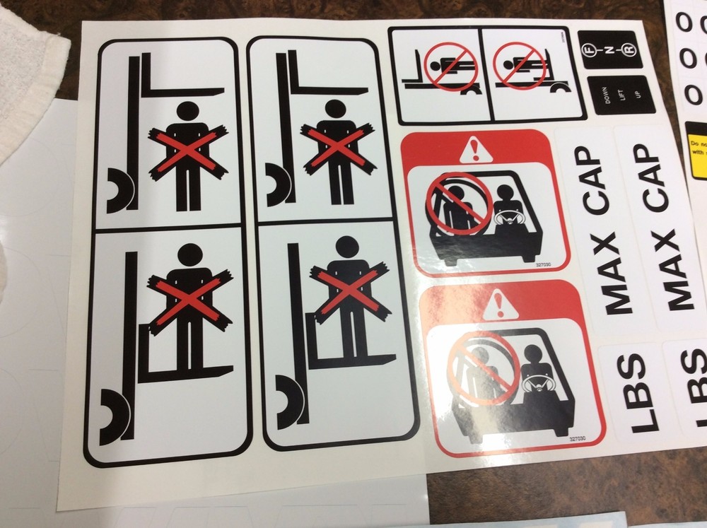 Clark forklift decal kit with safety decals.