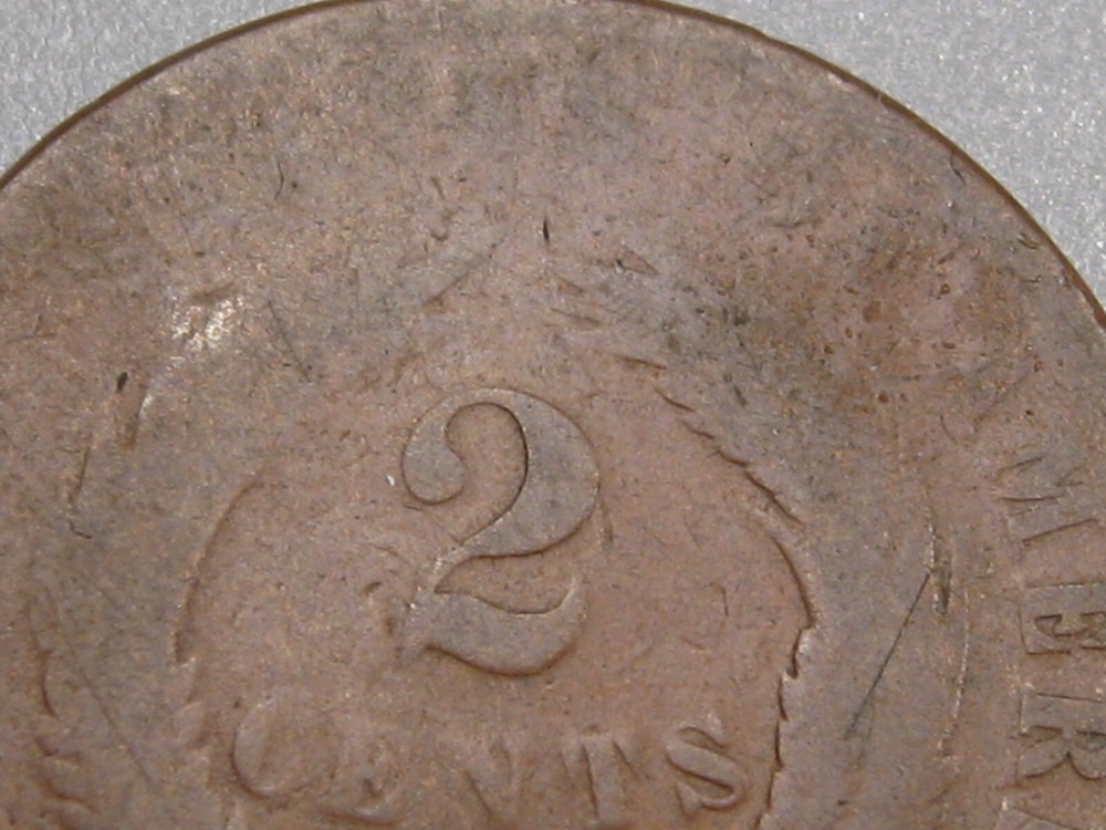 1869 US 2¢ Two Cent Piece. #18