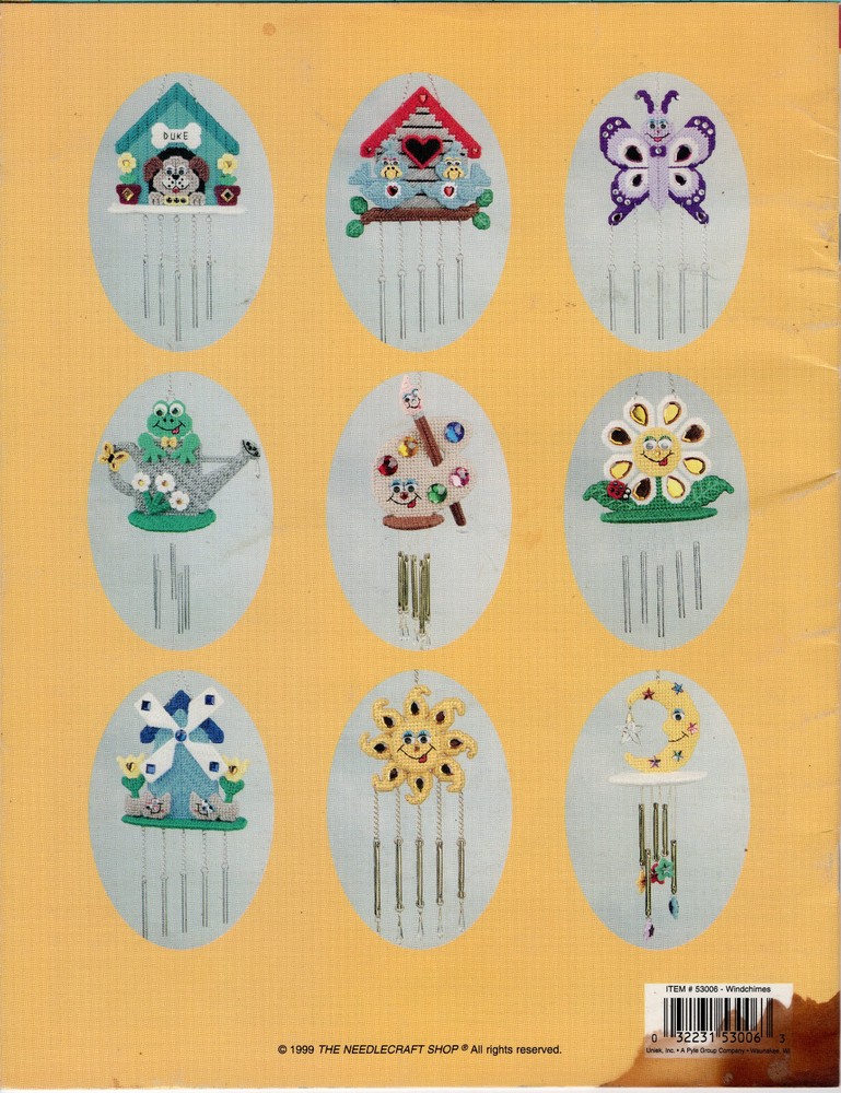 "Windchimes" ©1999 Uniek Quick Count Plastic Canvas Leaflet 53006 9 Projects0322