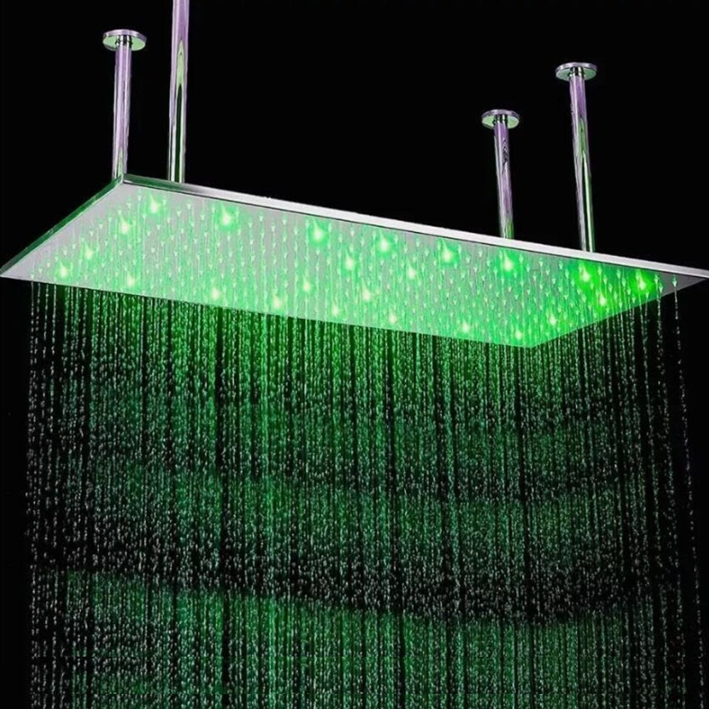 LED Rainfall 32x16" High Pressure Ceiling Mounted Large Overhead Top Shower Head