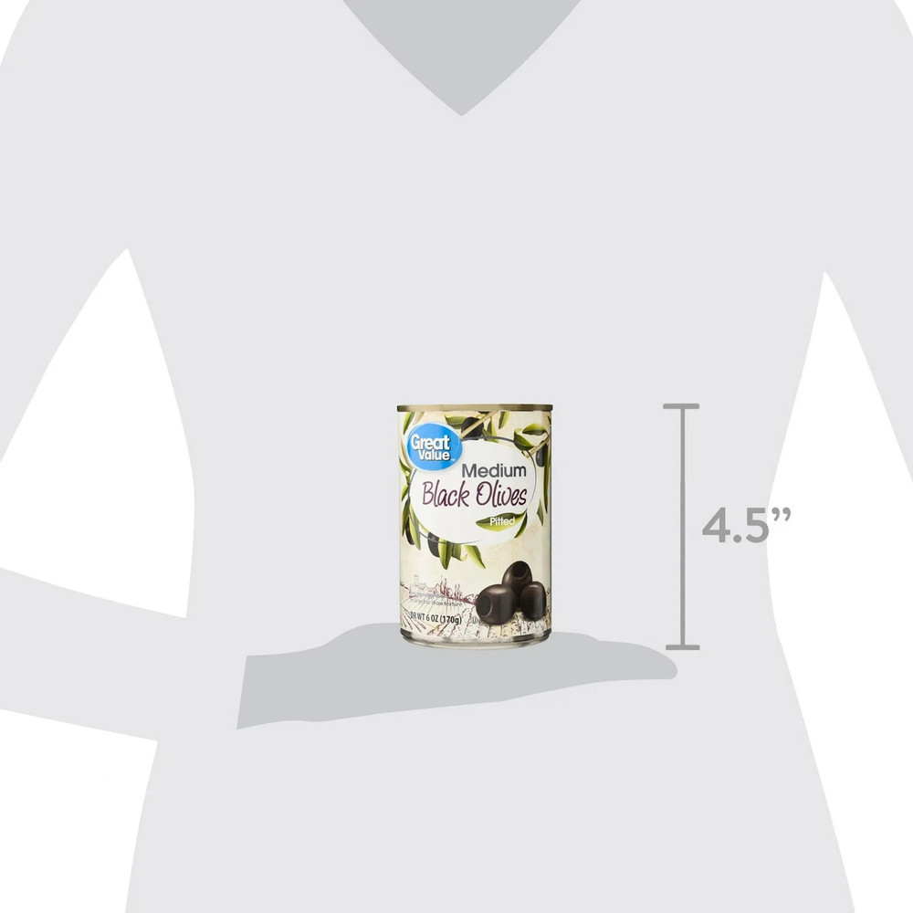 (3 pack) Great Value Medium Pitted Black Olives, 6 oz