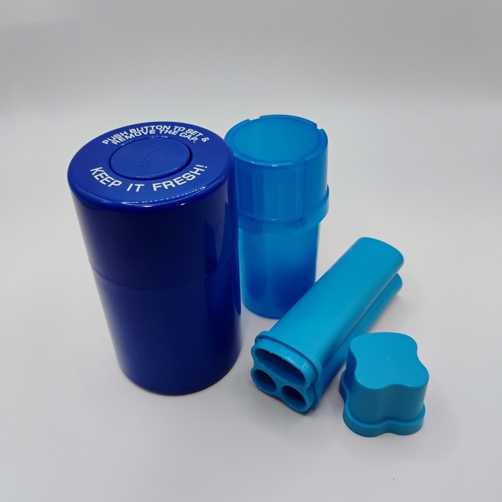 Tobacco container, grinder accessories (3 pc set) - BLUE