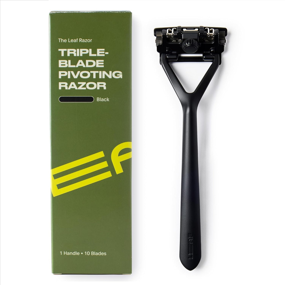 | Leaf Razor, All-Metal Safety Shaver with Pivoting Head & Adjustable Blade Load