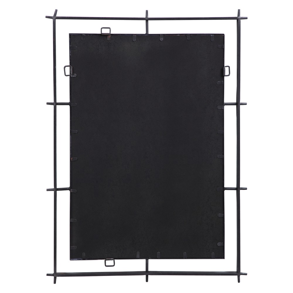 Industrial Style Iron Frame Wall Mirror 40in Open Minimalist Vanity Large Rustic