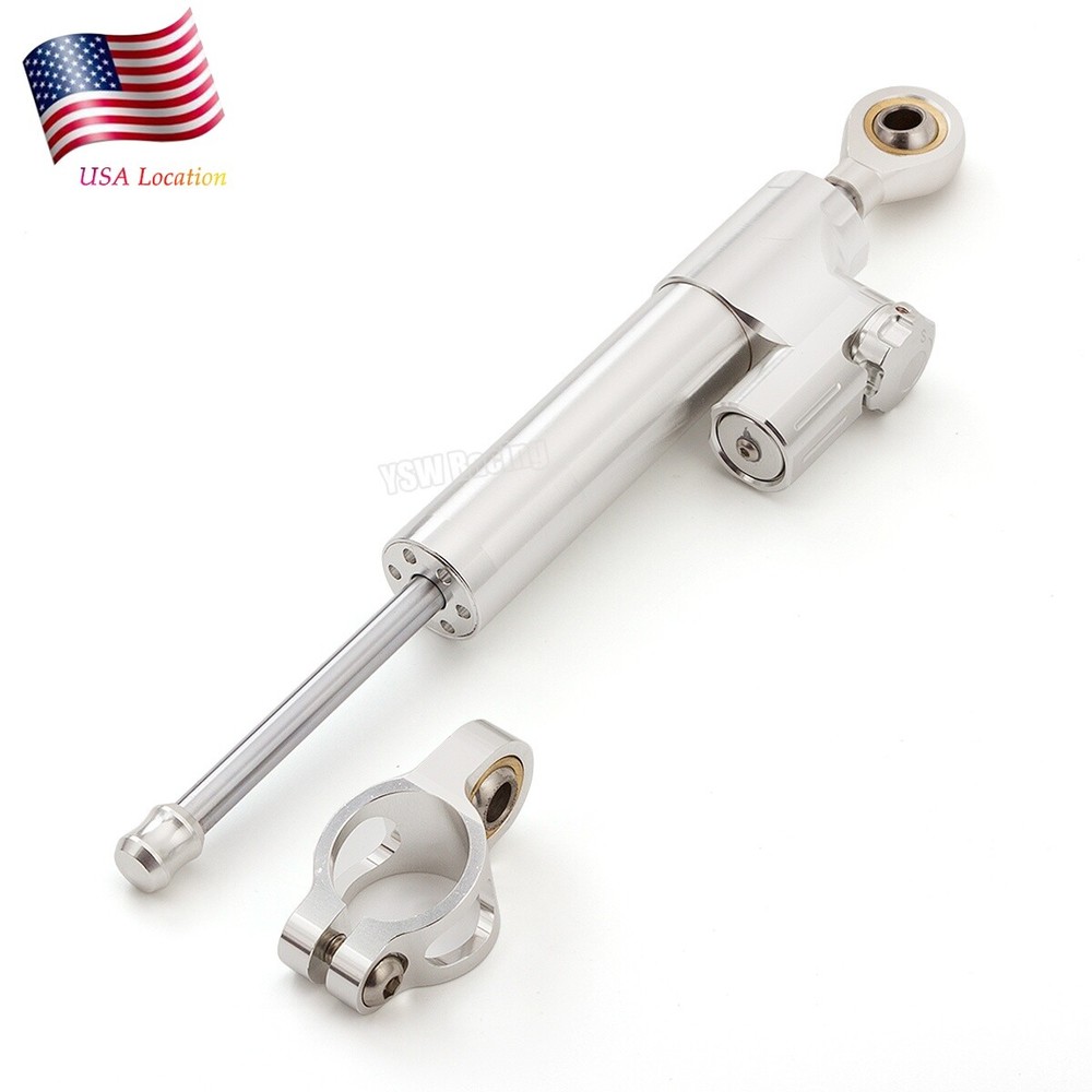 Motor Dirt Bike Universal CNC Adjust Steering Damper Stabilizer Safety Silver US